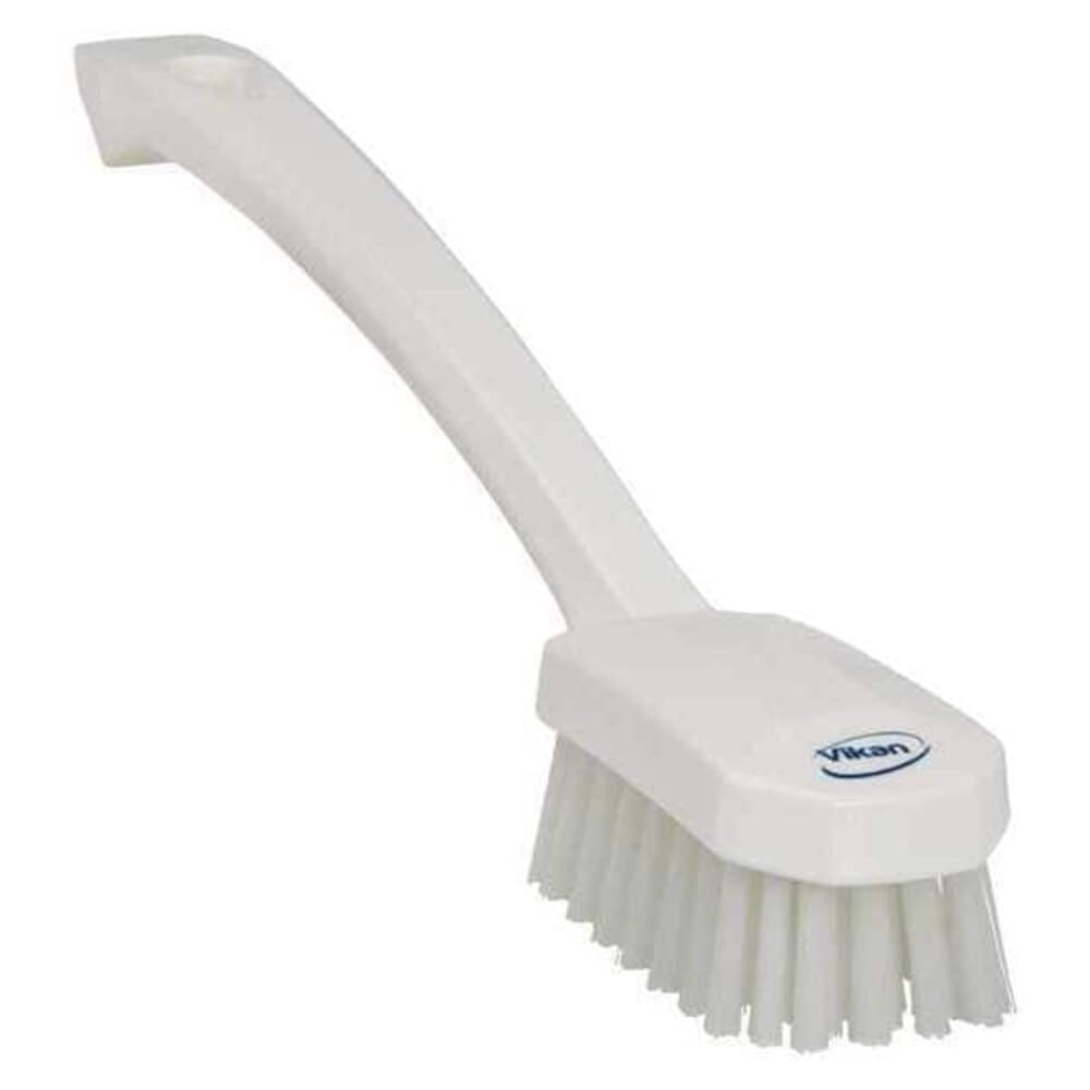 Vikan 1 37/64 in W Scrub Brush, Medium, 7 45/64 in L Handle, 3 in L Brush, White, Plastic 30885-1 Each Beauty and Personal Care Vikan