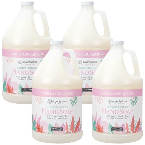 Ginger Lily Farms Botanicals Conditioning Liquid Hand Soap Refill, 100% Vegan & Cruelty-Free, Vanilla Sugar Bliss Scent, 1 Gallon (Pack of 4) Beauty & Personal Care Ginger Lily Farms