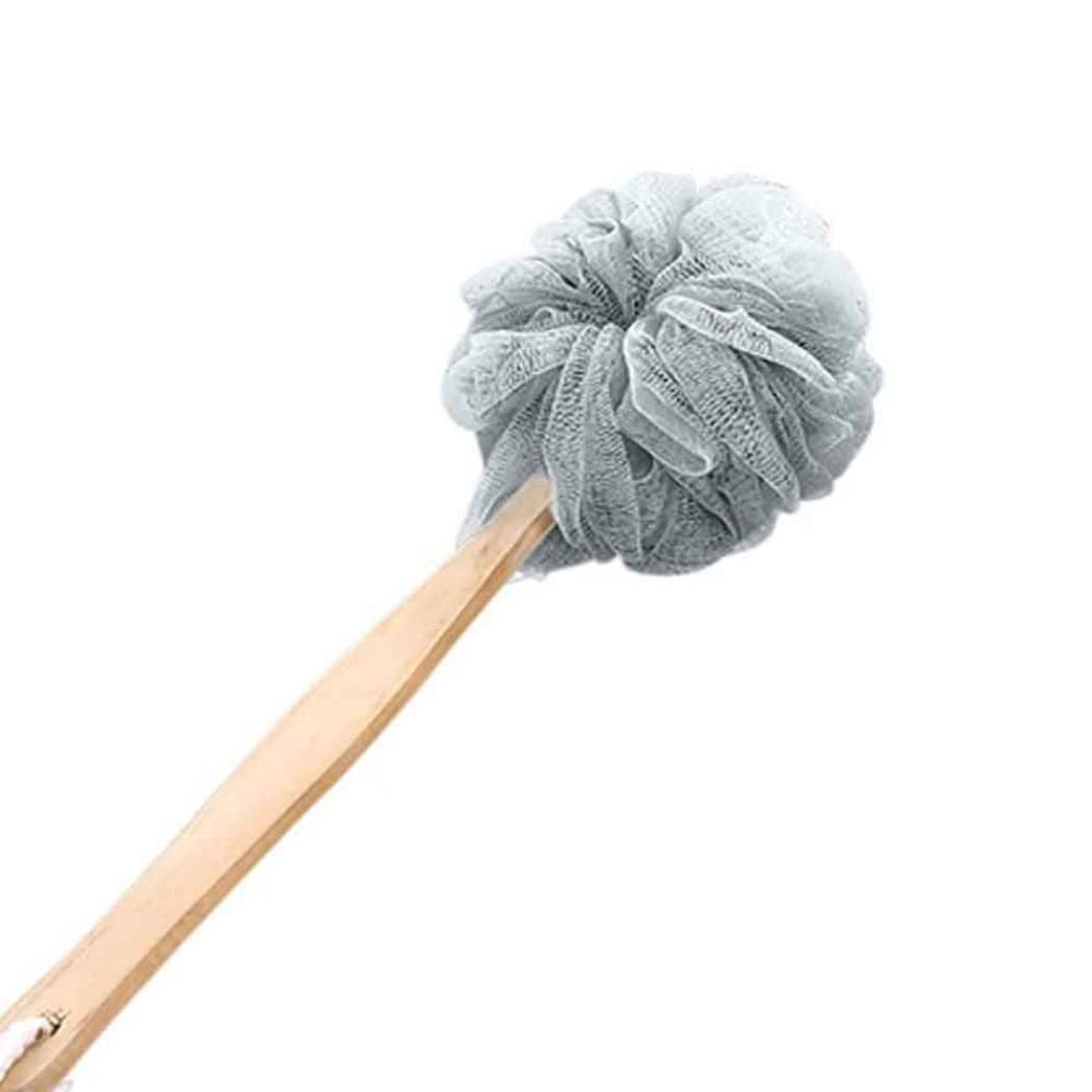 YingRen Exfoliating Brush-Shower Brush-Bathing Brush-Long Handle Hanging Soft Mesh Back Body Bath Shower Wooden Handle Scrubber Brush Sponge Grey Beauty and Personal Care YingRen