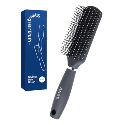 RHOS Hair Brush for Men - Detangler Hair Brush for Styling/Massage - Nylon Bristles for Wet & Dry Hair, Bangs, Thin, Short Hair - Gray Beauty & Personal Care RHOS