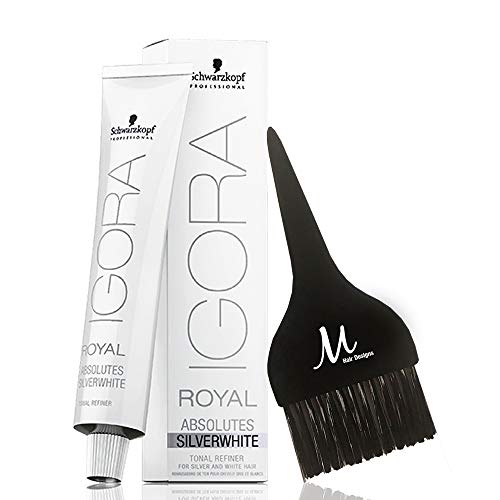 Igora Royal Absolutes SilverWhite Tonal Refiner GREY LILAC 60 ml and M Hair Designs Tint Brush (Bundle 2 items) Beauty & Personal Care M Hair Designs