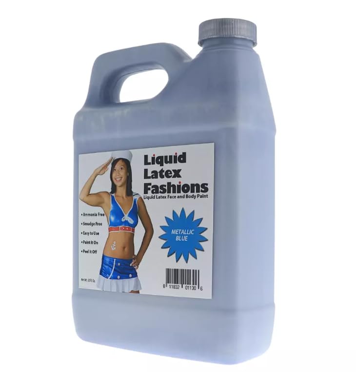 Metallic Blue 32 Oz - Body Paints for Adults and Kids, Creates Stitch, Sonic, Dory, Genie Face Paint & Cosplay, Shimmery Face Paint Beauty & Personal Care Liquid Latex Fashions