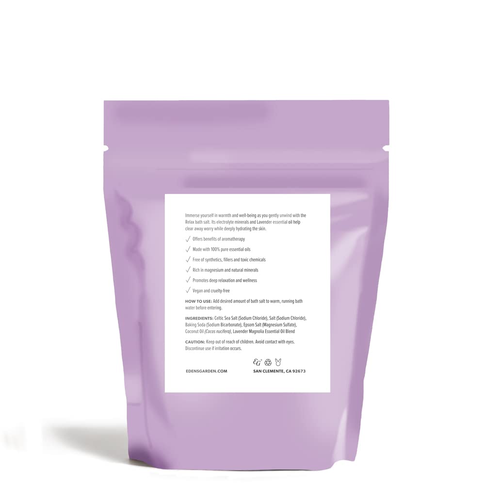 Edens Garden Relaxing Bath Salt Soak - Lavender Magnolia Blend with Pure Essential Oils, Epsom, Dead Sea Salt & Magnesium - for Body Nourishing Beauty and Personal Care Edens Garden