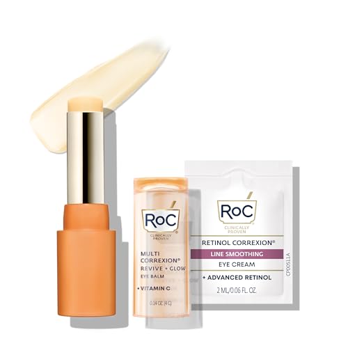 RoC Multi Correxion Revive + Glow Eye Balm with Vitamin C (0.14 oz) + Retinol Eye Cream Packette Beauty & Personal Care RoC