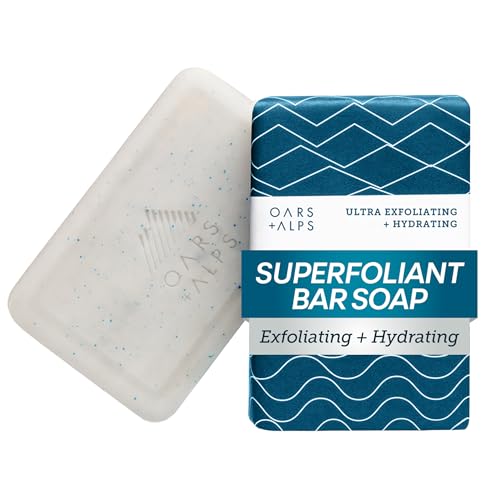 Oars + Alps Exfoliating & Moisturizing Bar Soap for Men, Deep Cleaning Soap, Clean Ingredients, All Skin Types, Jojoba Beads, 1pk Beauty & Personal Care Oars + Alps