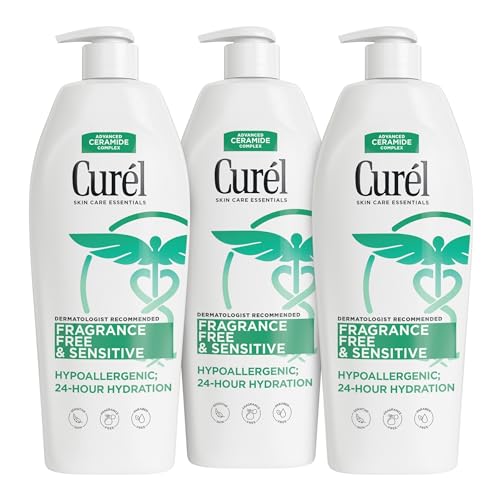 Curel Fragrance Free Lotion, Sensitive Hypoallergenic Lotion for Dry Skin, Dermatologist Recommended, 13 Oz, Pack of 3 Beauty & Personal Care Curel