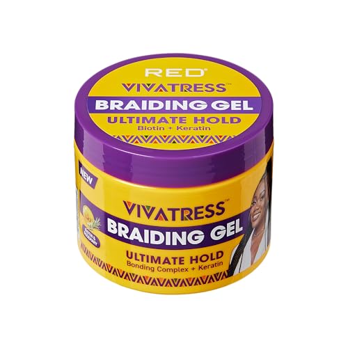 Red by Kiss VIVATRESS Ultimate Hold Braiding Gel - 4X Extra Strong, No Flake, Non Greasy, Long Lasting Sleek Styling Gel with Keratin, Biotin Beauty & Personal Care Red by Kiss