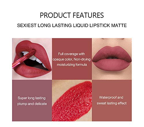 6Pcs Matte Liquid Lipstick Makeup Set, Matte liquid Long-Lasting Wear Non-Stick Cup Not Fade Waterproof Lip Gloss (Set B) Beauty & Personal Care BestLand