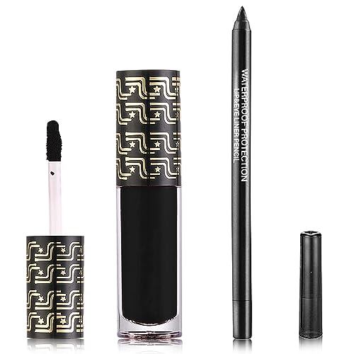 Black Matte Lipstick,2 Pcs Black Matte Lip Liner and Liquid Lipstick Set,Waterproof Long Lasting Lip Gloss Stain,Matte Liquid Lipstick Beauty & Personal Care DuoZeng