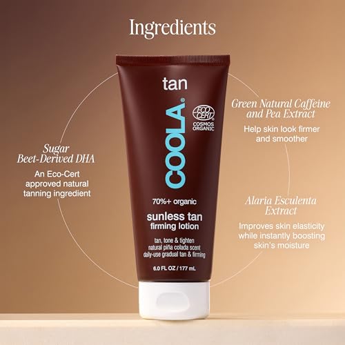 COOLA Organic Sunless Self Tanner Body Firming Lotion, Dermatologist Tested Anti-Aging Skin Care, Vegan and Non-GMO, Piña Colada, 6 Fl Oz Beauty & Personal Care COOLA