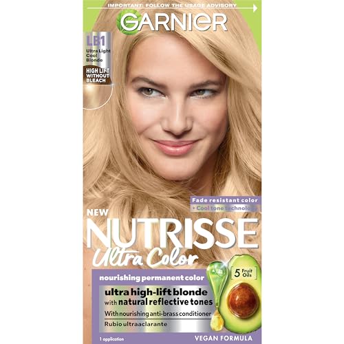 Garnier Hair Color Nutrisse Ultra Color Nourishing Creme, LB1 Ultra Light Cool Blonde (Calla Lily) Permanent Hair Dye, 1 Count (Packaging May Vary) Beauty & Personal Care Garnier