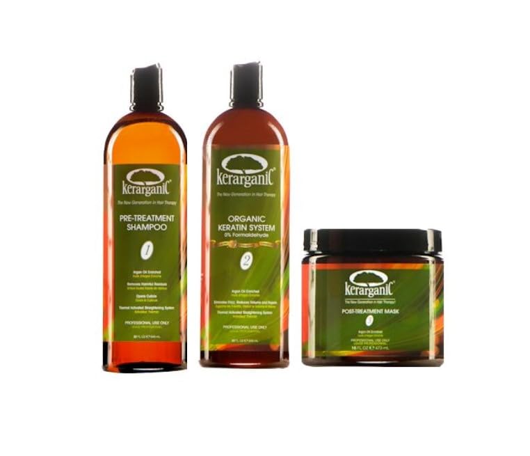 KERARGANIC Formaldehyde-Free Organic Keratin Treatment Set (32 oz/946 ml) - Natural Ingredients, Eliminate Frizz, Reduce Volume, Repair Damaged Hair Beauty & Personal Care KERARGANIC