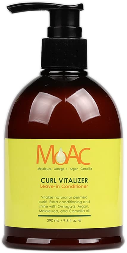 Moac Curl Vitalizer Leave-In Conditioner 8.6 fl.oz., Enhances Curls with Shine, Softens Hair, Non-Greasy Formula for All Hair Types, Lightweight