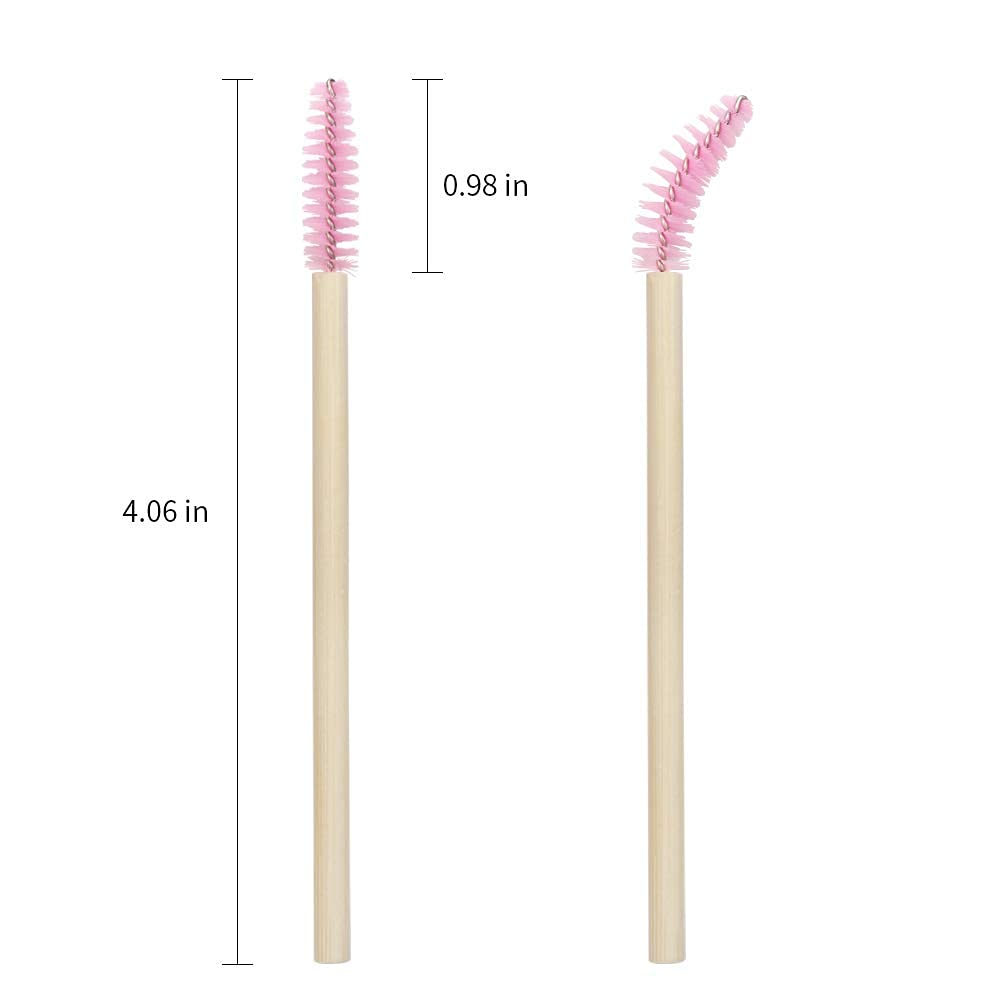 Mekupeu Mekupeu 100 Pcs Disposable Mascara Wands Bamboo Spoolies Brush for Eyelash Extensions Spoolie Eyelash Lash Wand Applicator Makeup Kits, Pink Beauty & Personal Care Mekupeu