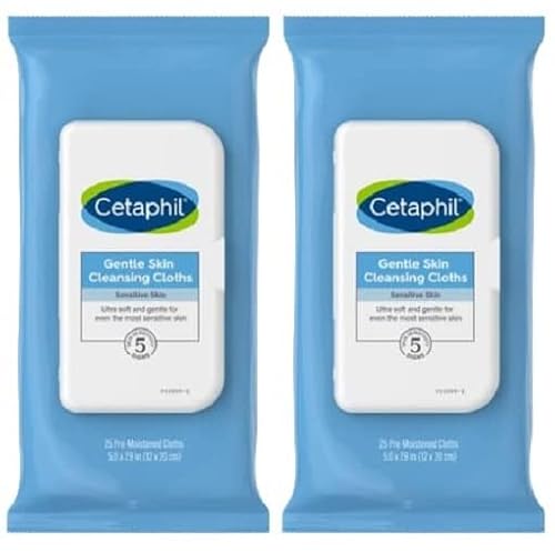 Cetaphil Face and Body Wipes, Gentle Skin Cleansing Cloths, 25 Count (Pack of 2), for Dry, Sensitive Skin, Flip Top Closure, Great for the Gym Beauty & Personal Care Cetaphil