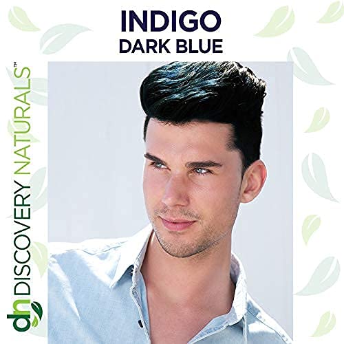 Indigo Dark Blue Hair Color For All Kit | 100% All Natural Hair Dye & Beard Dye Powder Kit Organic, Herbal & Vegan Chemical & Cruelty Free Permanent Beauty & Personal Care Discovery Naturals