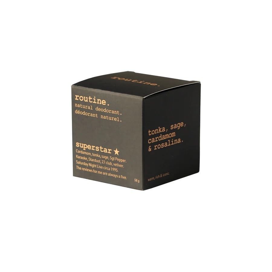Routine. Natural Deodorant (2 Fluid Oz.) SuperStar, for Extra Sensitive Skin Activated Charcoal Fomula for Women and Men - Tonka, Sage, Cardamom Beauty and Personal Care Routine