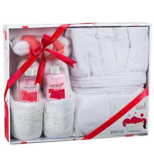 Luxury Home Spa Gift Basket with Pink Peony Scent - Indulgent Ultra Soft Bathrobe & Plush Slipper Spa Box for Women - Complete Bath & Body Set Luxury Beauty & Personal Care Freida and Joe