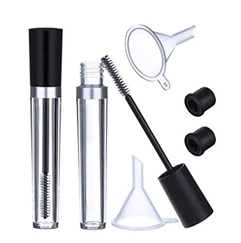 DNHCLL 2 PCS 8 mL Empty Mascara Tubes With Eyelash Wand, Rubber Inserts and Funnels for Castor Oil, Ideal Kit for DIY Cosmetics Beauty & Personal Care DNHCLL