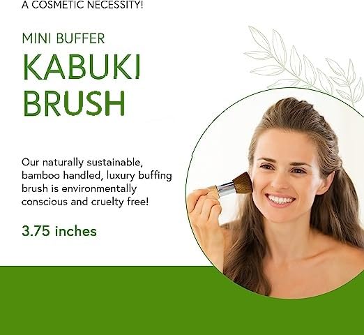 Honeybee Gardens Kabuki Brush/Bronzer Brush/Mini Buffer Brush | Bamboo Handle | Eco Friendly Beauty & Personal Care Honeybee Gardens