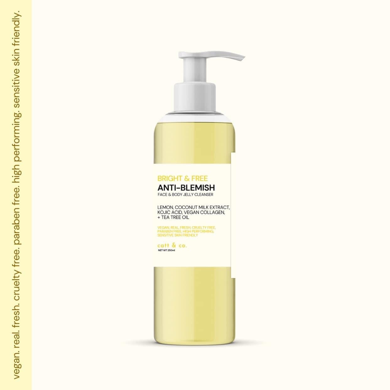 Catt & co. Bright and Free ANTI- BLEMISH FACE & BODY JELLY CLEANSER 250ML Beauty & Personal Care Catt & Co