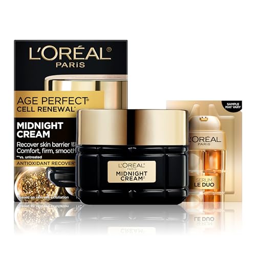 L'Oreal Paris Age Perfect Anti-Aging Midnight Cream, Face Moisturizer with Shea Butter to Reduce Wrinkles and Firm Skin, 1.7oz + Serum Sample Beauty and Personal Care L'Oreal Paris Default Title