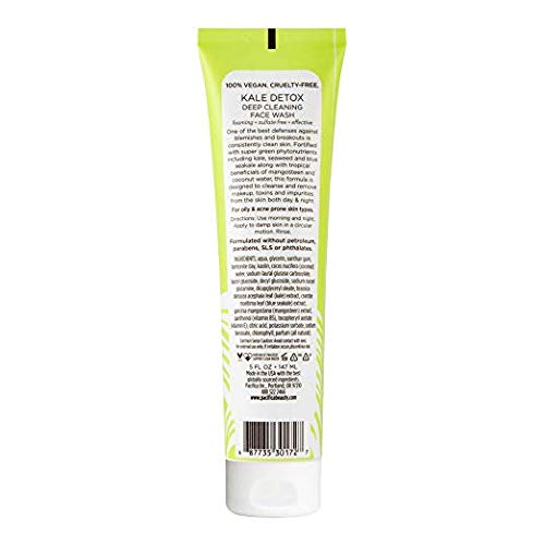 Pacifica Beauty Kale Detox Deep Cleaning Daily Face Wash + Cleanser, Coconut Water + Aloe Vera, For Oily and Blemish Prone Skin, 2 Pack, Sulfate Beauty & Personal Care Pacifica