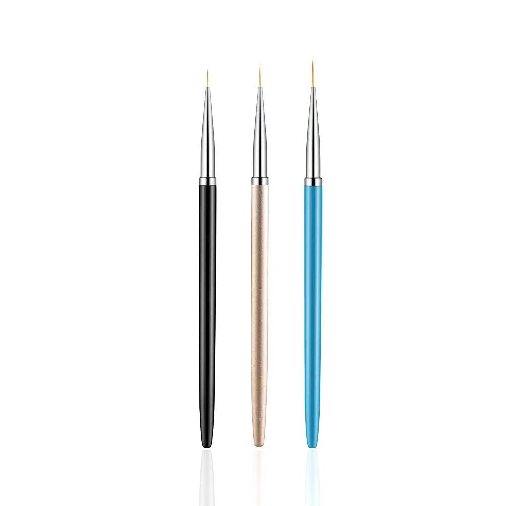 3PCS Nail Art Liner Brushes, UV Gel Painting Acrylic Nail Design Nylon Brush, Nail Painting Drawing Pens (7/9/11mm) Beauty & Personal Care SQULIGT