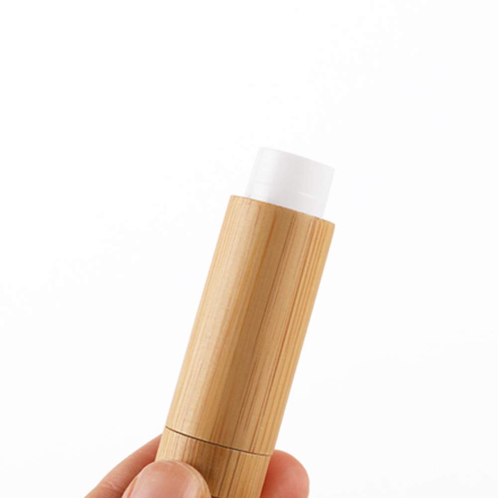 Natural Bamboo Lip Balm Tubes,5.5g Empty Refillable DIY Lipstick Tube Holder Deodorant Case For Cosmetic Lipstick Lip Gloss Containers with White PP Beauty & Personal Care Furnido