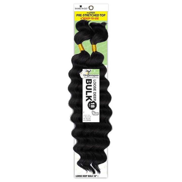 Shake-N-Go Organique Human Hair Mastermix Braids - Loose Deep Bulk 18" (Color:1 JET BLACK)