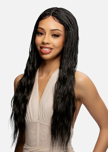 Vivica A. Fox BW-ARTE 30" Knotless Lace Front Box Braid Wig with Wavy Ends, Pre-Braided & Pre-Styled, Hand-Tied HD Lace Part, Heat Resistant Synthetic