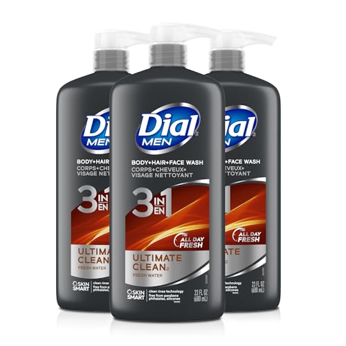Dial Men 3 in 1 Body, Hair and Face Wash, Refresh, 16 Fl Oz, Pack of 6, Cleanses Deep + Gentle on Skin with Clean Rinse Technology Beauty & Personal Care Dial