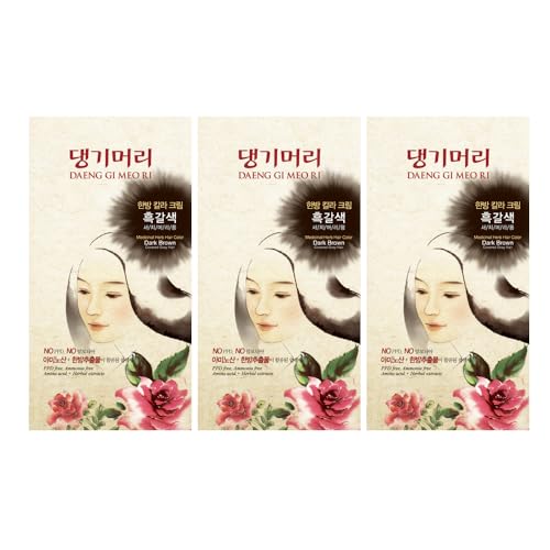 Daeng Gi Meo Ri - Korean Herbal Hair Dye Color Cream [Dark Brown] (3 PACK) - PPD-Free Gray Coverage, Hair Protection, High-Keratin Formula, 5 Oz Beauty & Personal Care Daeng Gi Meo Ri
