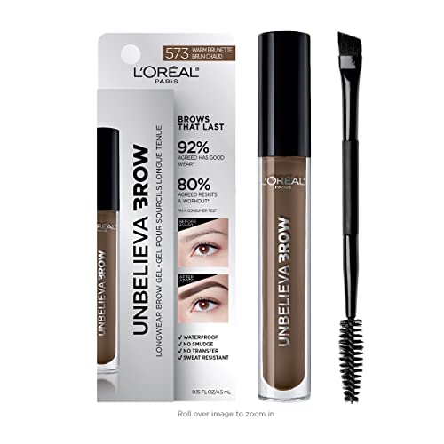 L'Oreal Paris Unbelieva-Brow Longwear Waterproof Tinted Brow Gel, Smudge-resistant, Transfer- Proof, Quick Drying, Easy and quick application