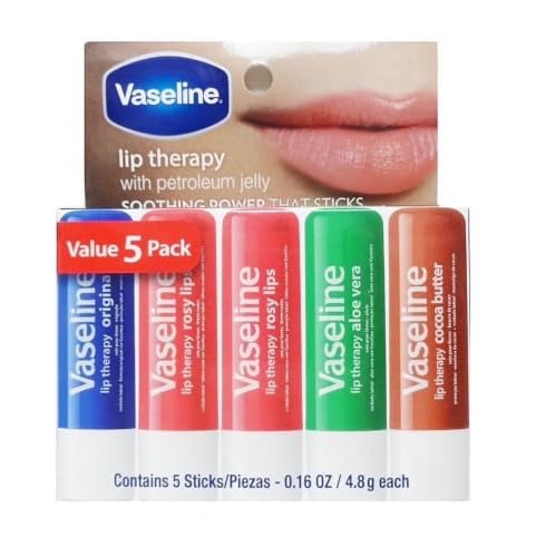 Vaseline Lip Therapy 5-Piece Lips Set Value Pack 0.16 oz. / 4.8g each (1 Original, 2 Rosy, 1 Cocoa, 1 Aloe) Beauty & Personal Care Vaseline