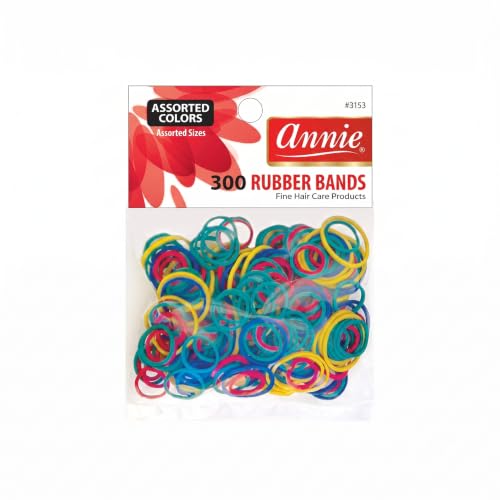 Annie Rubber Bands for Hair, Assorted Colors, 300 Ct, Small Hair Ties