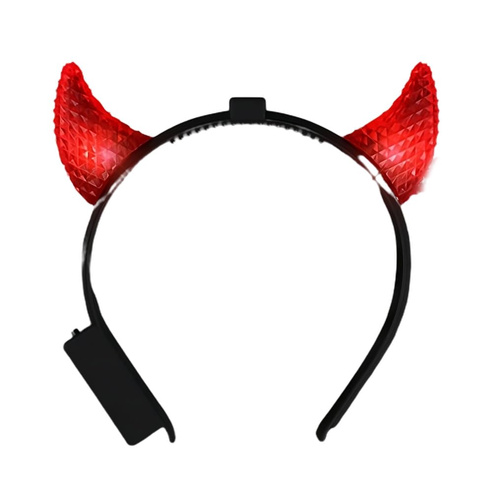 blinkee Radiant Red Crystal Prism LED Devil Horns - Light-up Costume Accessory for Halloween and Parties