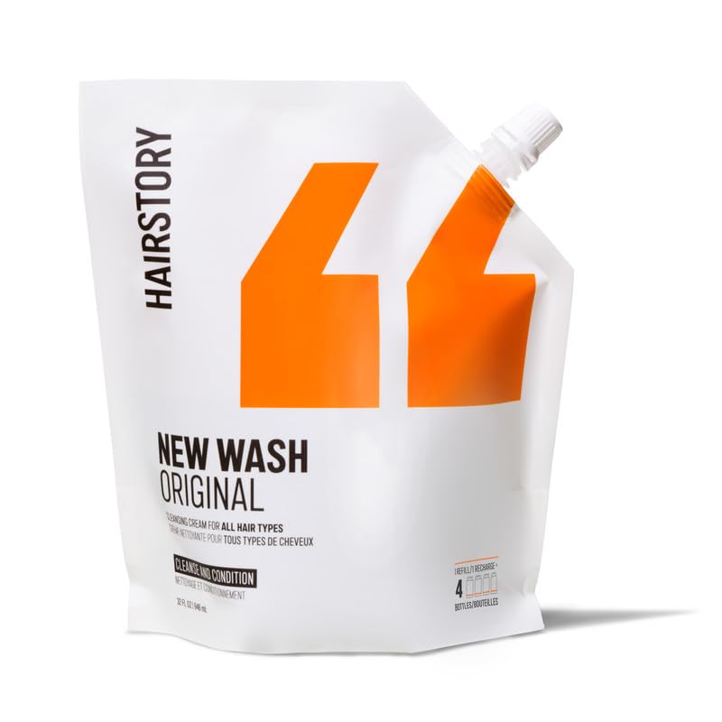 Hairstory New Wash Original - Detergent Free Shampoo and Conditioner in One, Sulfate Free Cleansing Cream, Scalp Balancing, All Hair Types (32 Fl Oz -