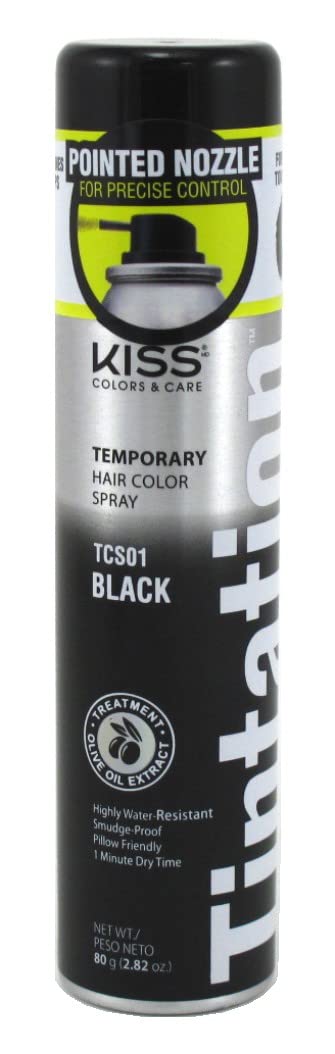 Kiss Tintation Temporary Color Spray Black 2.82 Ounce (Pack of 6) Beauty & Personal Care KISS