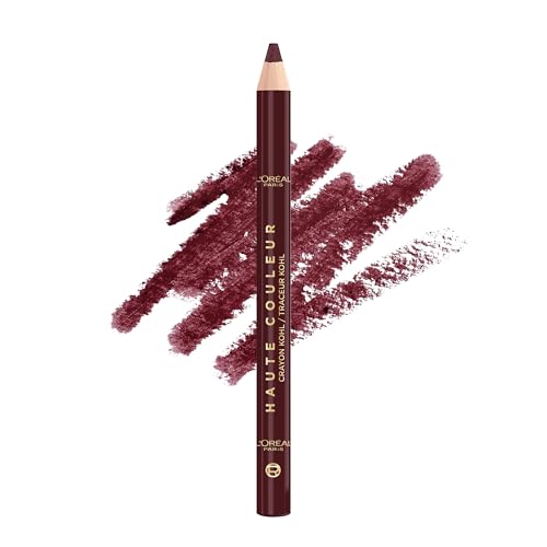 L'Oreal Paris Haute Couleur Kohl Eyeliner Pencil, Intense Eye Liner Color with Smooth Gel-Like Formula, Up To 12HR Eye Makeup Wear, 150 Burgundy