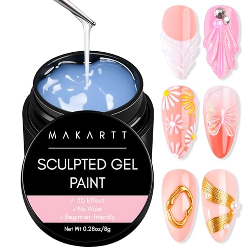 Makartt 3D Gel Nail Art: Clear 3D Painting Gels for Chrome Powder, 3D Sculpting No Wipe for Gel Nail Polish, 3D Carving Drawing Gels for Nails Art at Beauty and Personal Care Makartt Default Title