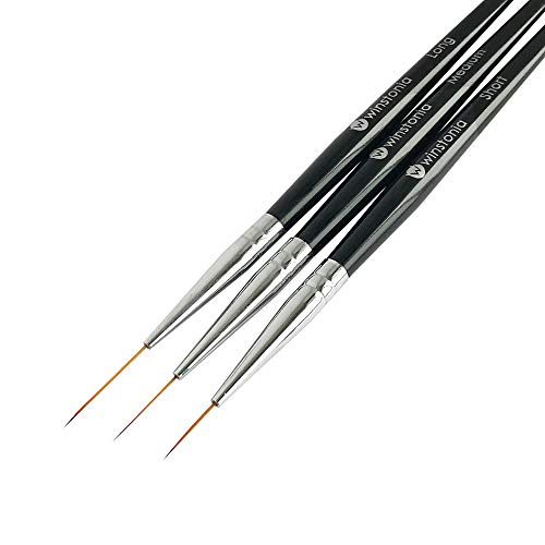 Winstonia Striping Nail Art Brushes for Long Lines, Details, Fine Designs. 3 pcs Striper Brushes with Caps - AMAZING TRIO Beauty & Personal Care Winstonia