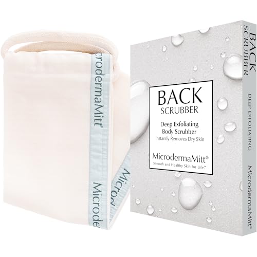 MicrodermaMitt Deep Exfoliating Back Scrubber for Bath & Shower - Dead & Dry Skin Remover - Double-Sided Exfoliator - Body Wash Cloth for Men & Women Beauty & Personal Care MicrodermaMitt