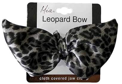 Mia Jaw Clamp, Cloth Covered Hair Clip w/Black + White Leopard Bow, for Women, Girls, Updos, French Twists 1pc Beauty & Personal Care Mia