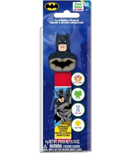 Batman Watermelon Lip Balm with Character Rubber Topper - Moisturizing Superhero Lip Care Beauty & Personal Care Townley Girl