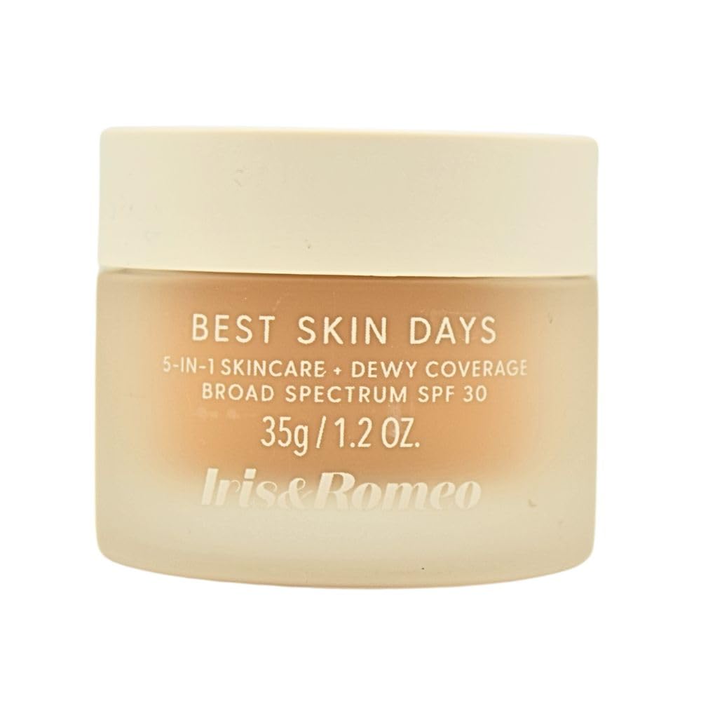 IRIS&ROMEO Best Skin Days SPF 30 Dewy Coverage Foundation Makeup - Shade 7, Medium Skin with Olive Undertones, 1.2 oz