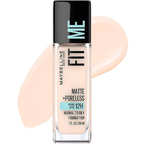 Maybelline Fit Me Matte + Poreless Liquid Oil-Free Foundation Makeup, Fair Porcelain, 1 Count (Packaging May Vary) Beauty & Personal Care MAYBELLINE