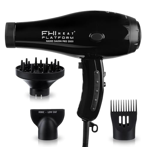 FHI HEAT Platform Nano Power Salon Pro 2000 Tourmaline Ceramic Quick Dry Hair Dryer with 3 Piece Attachment Set (Comb, Concentrator, and Diffuser) Beauty & Personal Care FHI Heat