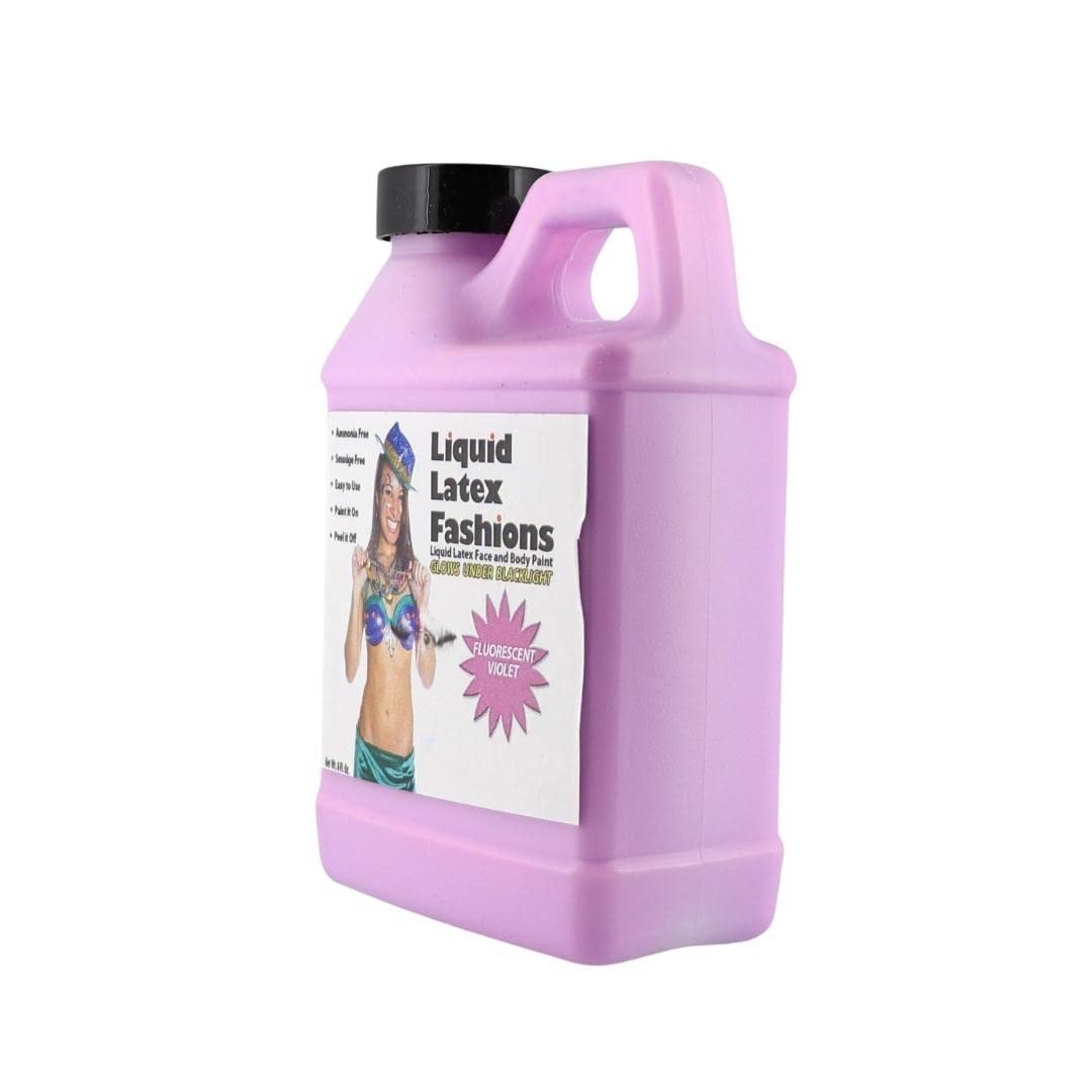 Fluorescent Violet 8 Oz - Liquid Latex Face and Body Paint, Black Light UV Reactive GLOW, Ammonia Free, Perfect for Halloween Costume, Cosplay Beauty & Personal Care Liquid Latex Fashions