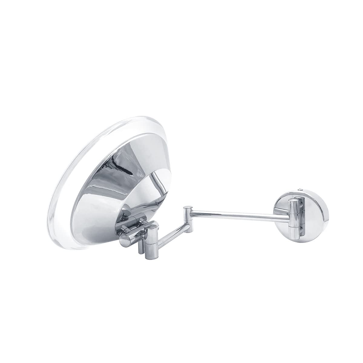 WS Bath Collections Beauty 200T Beauty 13-7/8" W x 7-13/16" H Modern Circular Framed Makeup Wall Mirror with LED Lighting - Polished Chrome Beauty and Personal Care WS Bath Collections